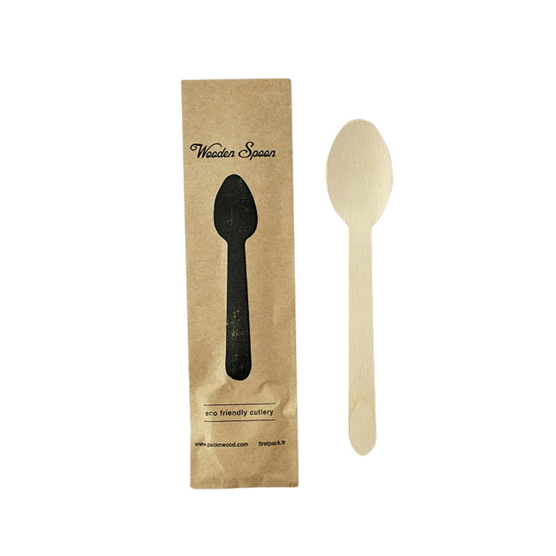 Picture of PackNwood 210CVB3W 6.2 in. Wooden Cutlery Spoon Wrapped in Paper Wrapper&#44; Natural