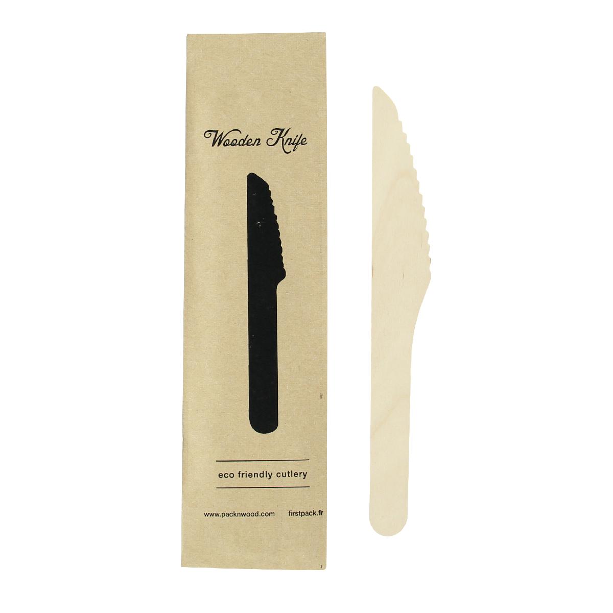Picture of PackNwood 210CVB2W 6.2 in. Wooden Cutlery Knife Wrapped in Paper Wrapper&#44; Natural