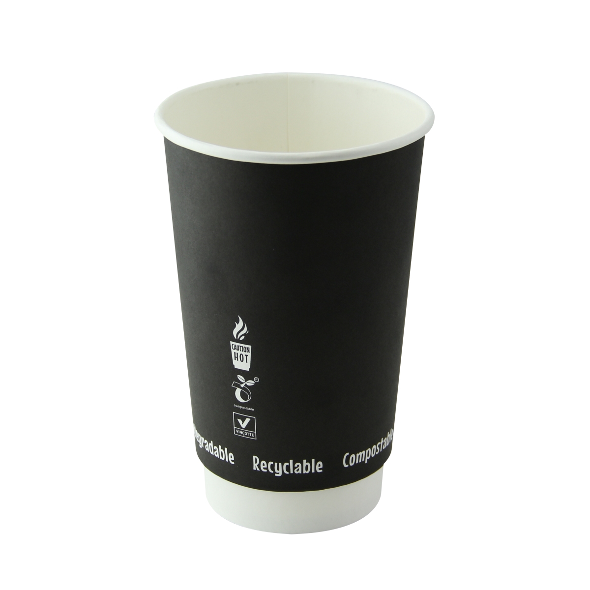 210GCDW16N 3.5 x 5.4 in. Double Wall Black Compostable Paper Cup, Black - 16 oz - 500 Piece