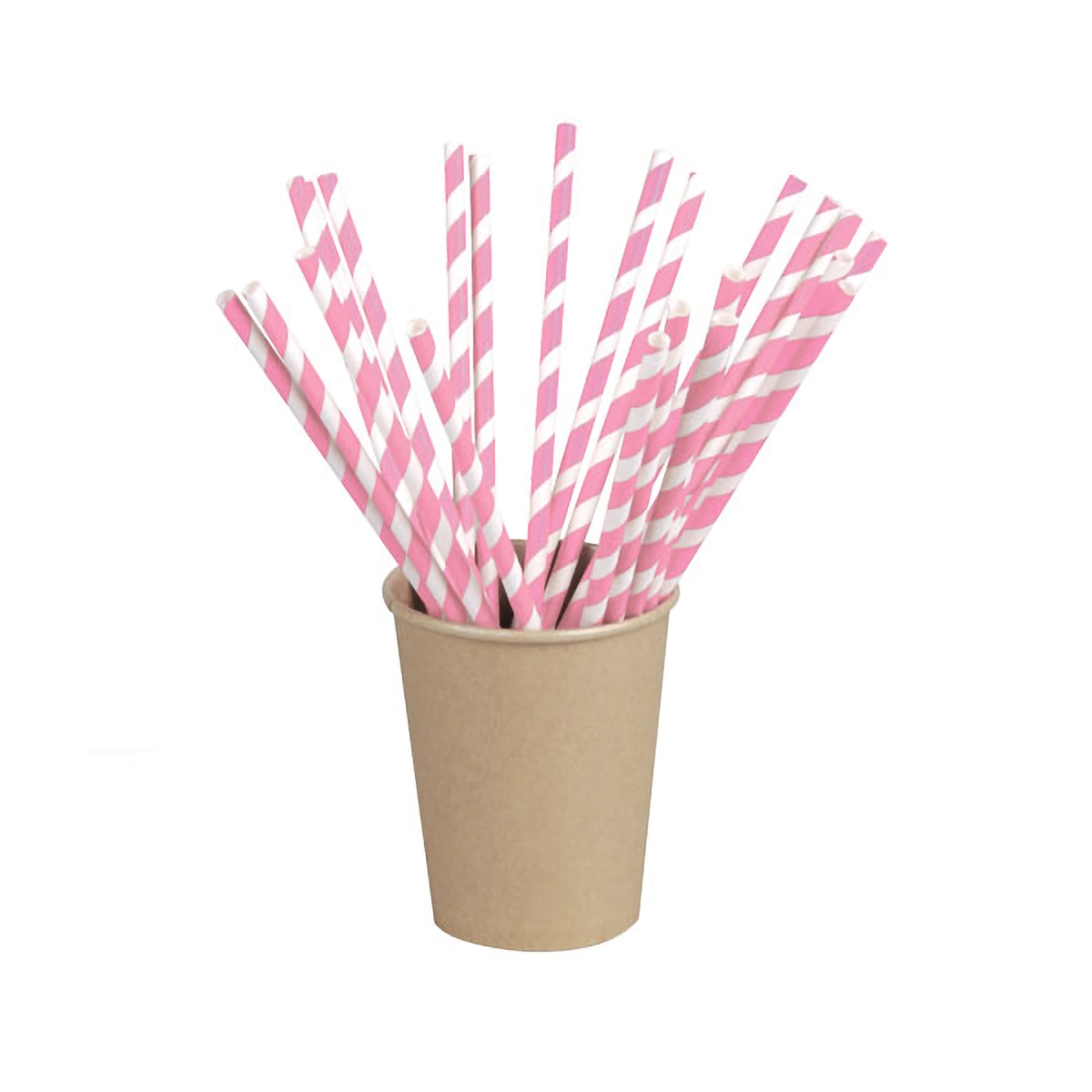 Picture of Packnwood 8NPCHP21PINK 8.3 in. Pink Striped Paper Straws - 600 Piece