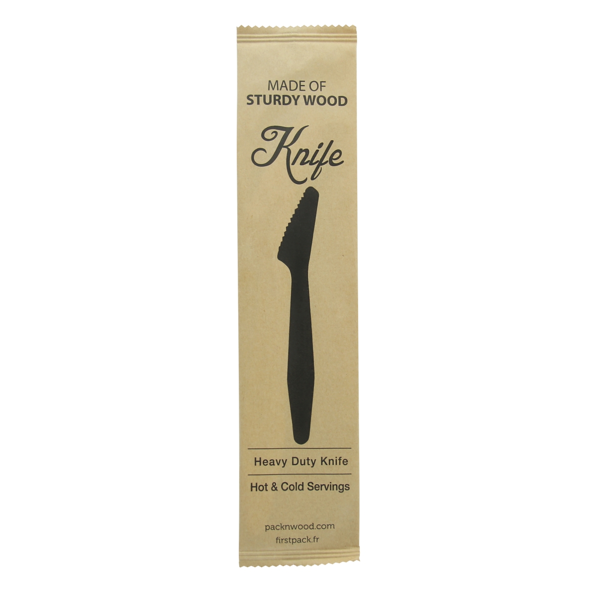 Picture of Packnwood 210CVB192W 7.3 in. Heavy Weight Wooden Knife, Wrapped in Paper Wrapper