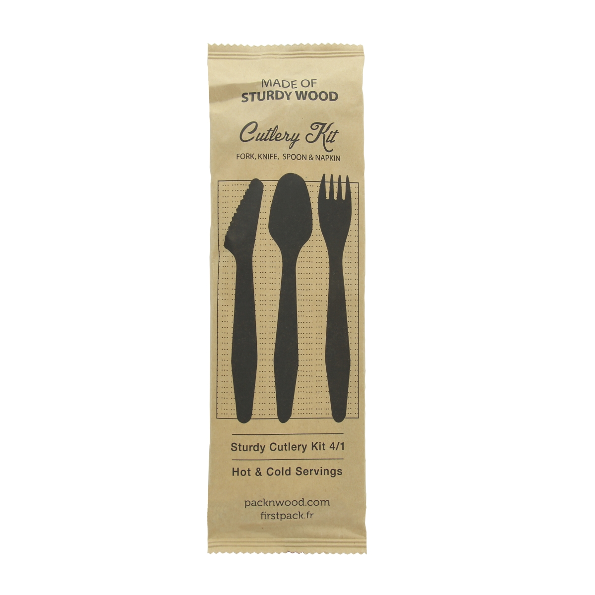 Picture of Packnwood 210CVB19K4K 7.3 in. Heavy Weight Wooden Cutlery 4-1 Kit