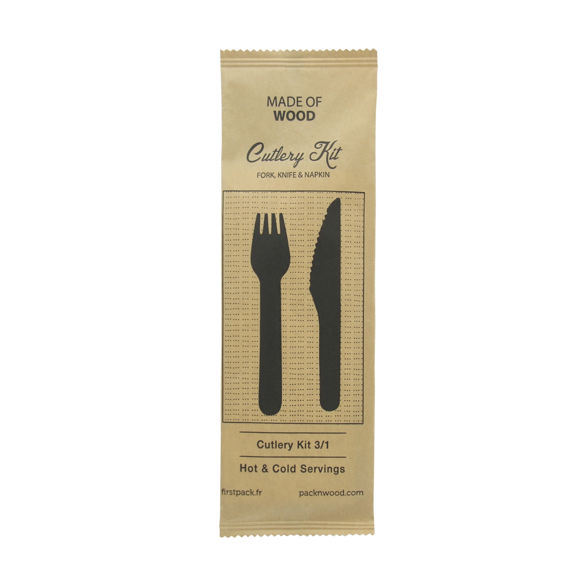 Picture of Packnwood 210COUVB33K 6.2 in. Wooden Cutlery 3-1 Kit