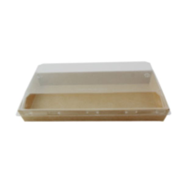 Picture of Packnwood 210SUPAP220K 8.66 x 5.3 in. 26 oz Sushi Box with PET Lid, Kraft - 300 Piece