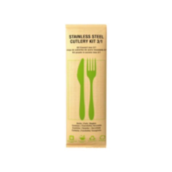 Picture of Packnwood 294KITINOX3 8.17 in. 3-1 Stainless Steel Cutlery Kit with Paper Wrapped - 250 Piece