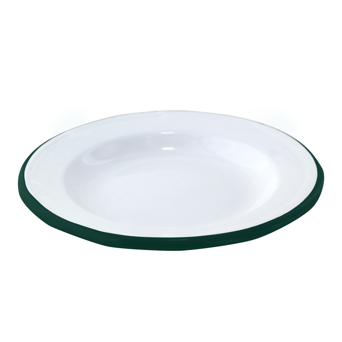 Picture of Packnwood 294ENASV16 6.3 in. Rim Enamel Plate, White with Green - 12 Piece