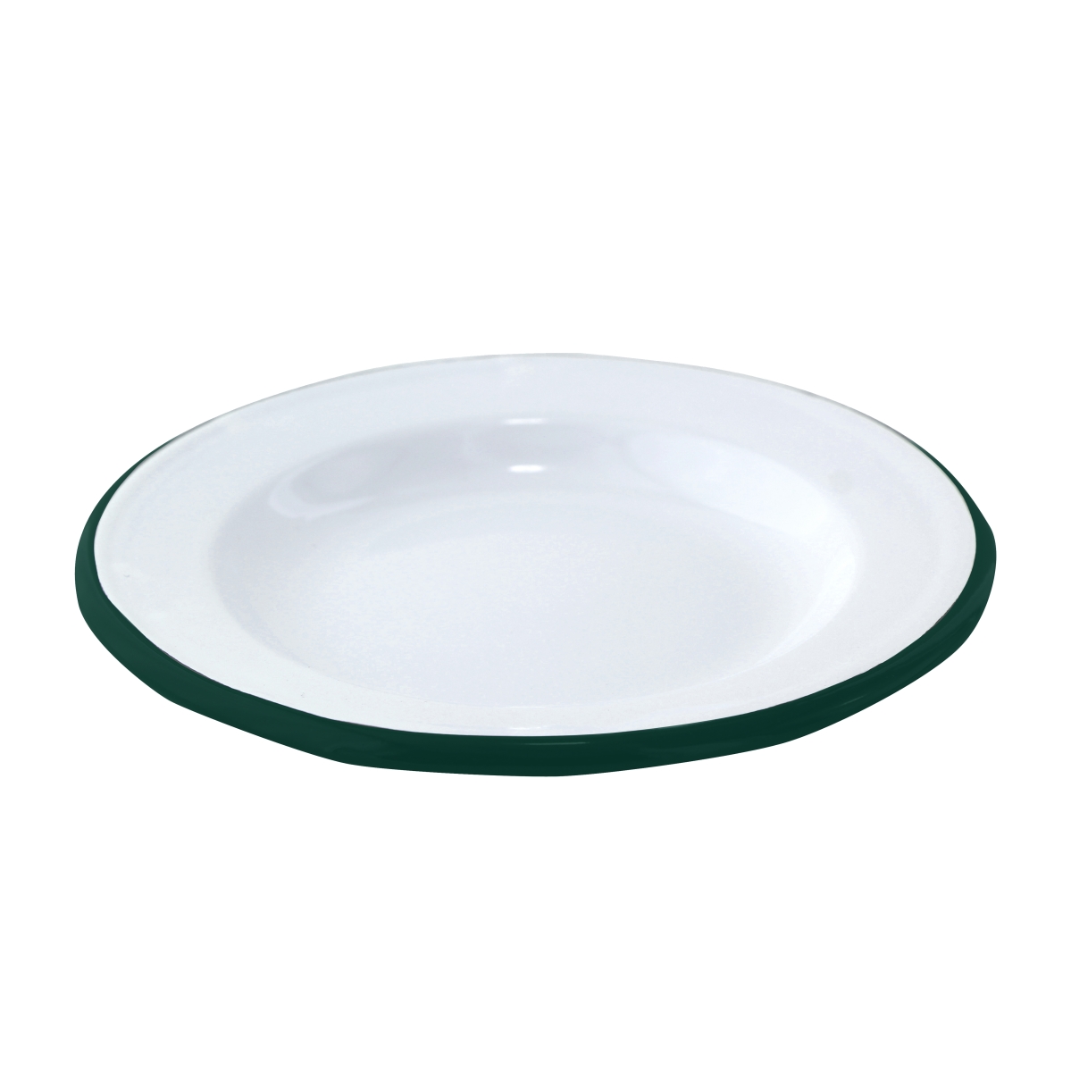 Picture of Packnwood 294ENASV18 7.1 in. Rim Enamel Plate, White with Green - 12 Piece