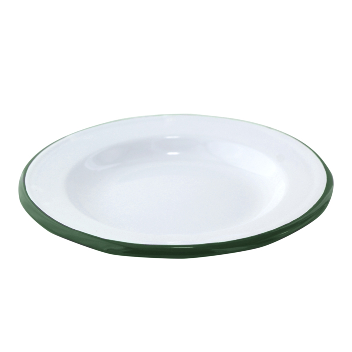 Picture of Packnwood 294ENASV24 7.1 in. Rim Enamel Plate, White with Green - 12 Piece