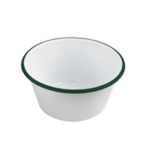 Picture of Packnwood 294ENBOL1500 7.1 x 3.5 in. 51 oz Straight Side Rim Enamel Deep Bowl, White with Green - 12 Piece