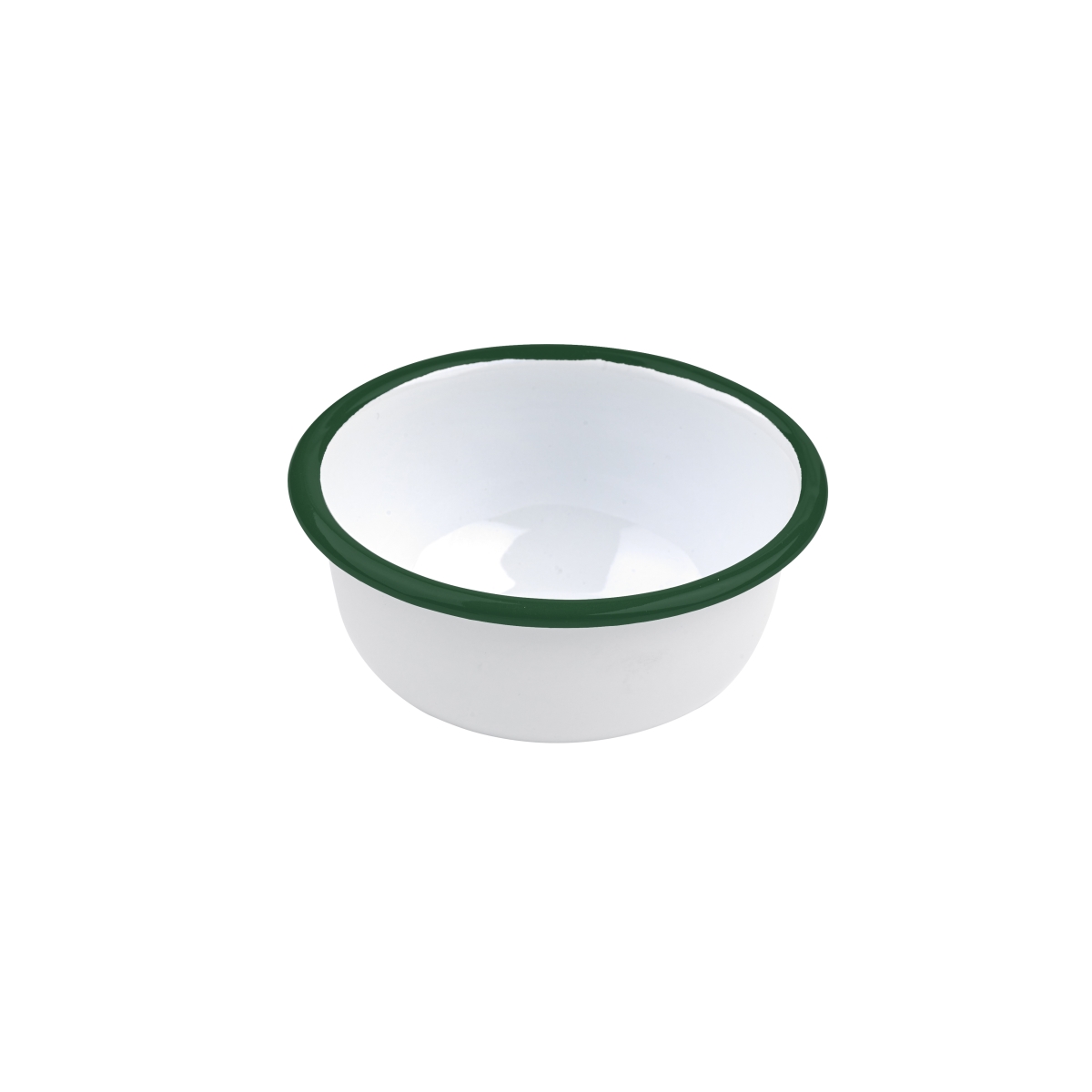 Picture of Packnwood 294ENBOL300 4.5 x 2 in. 10 oz Straight Side Rim Enamel Deep Bowl, White with Green - 12 Piece