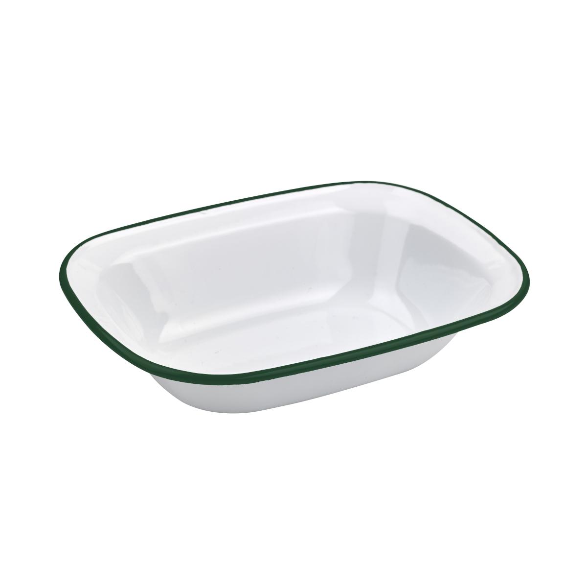Picture of Packnwood 294ENBQ2619 37 oz & 10.2 x 7.5 x 2.2 in. Enamel Tray Dish&#44; White with Green Rim - 12 Piece