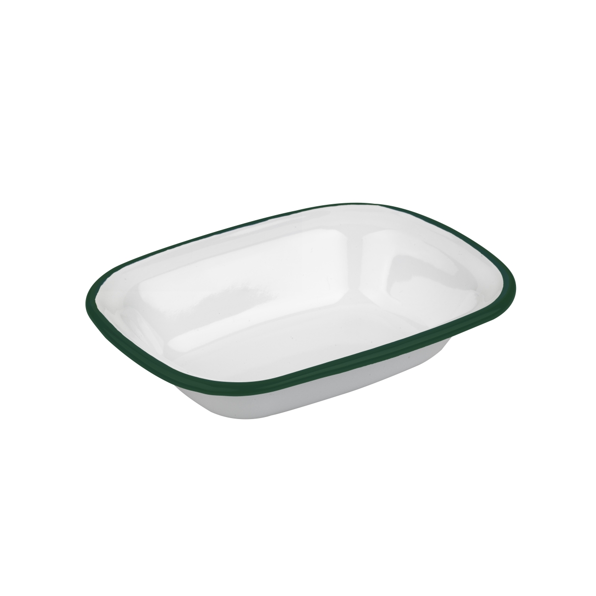 Picture of Packnwood 294ENBQ1813 7.1 x 5.1 x 1.6 in. 12 oz Rim Enamel Deep Dish, White with Green - 12 Piece