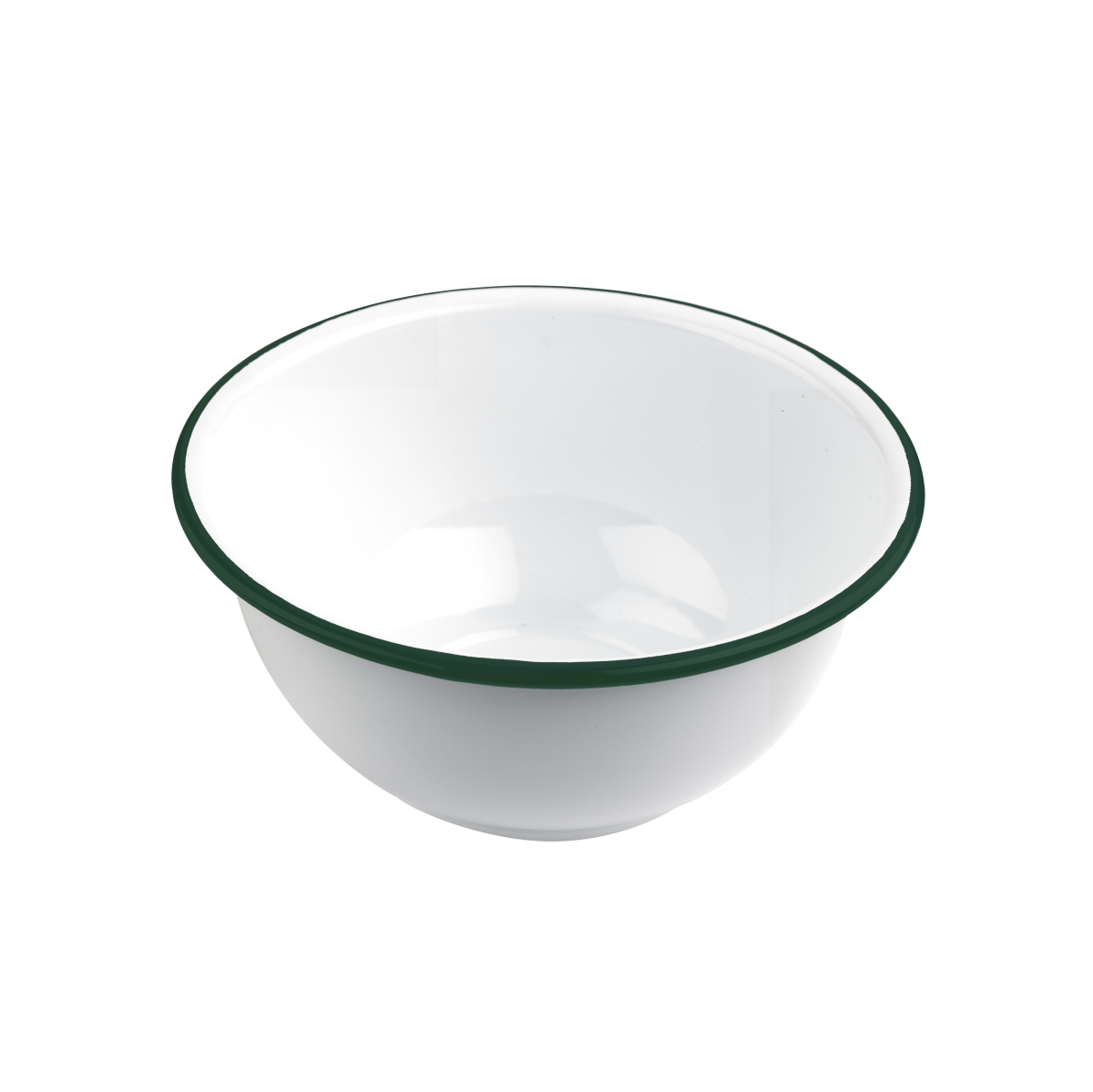Picture of Packnwood 294ENPOK1000 7.1 x 3.1 in. 34 oz Rim Enamel Deep Bowl, White with Green - 12 Piece