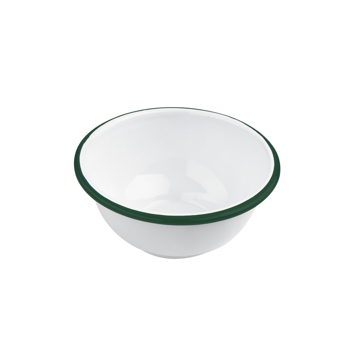Picture of Packnwood 294ENPOK500 5.5 x 2.8 in. 16 oz Rim Enamel Deep Bowl, White with Green - 12 Piece