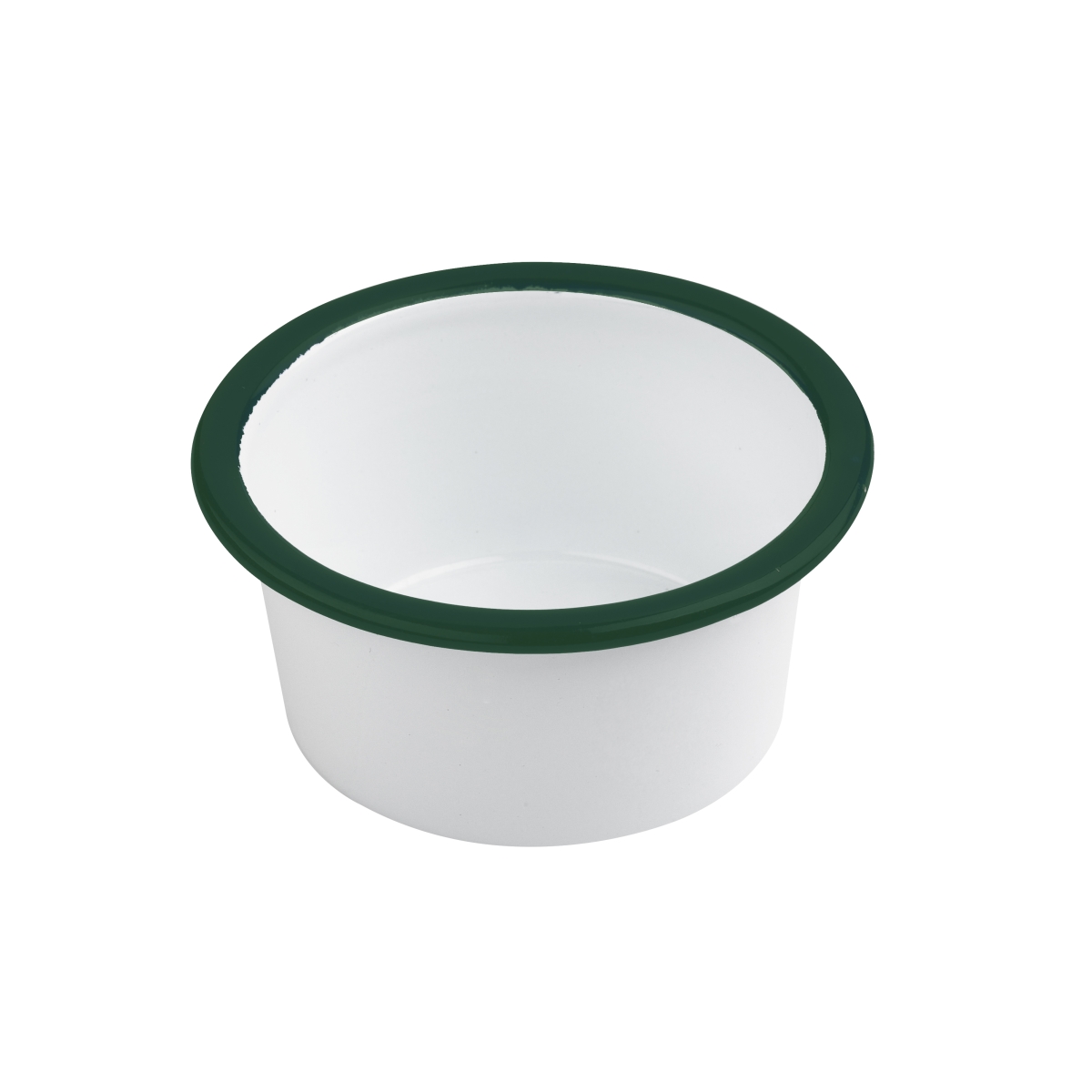 Picture of Packnwood 294ENPOT120 3.5 x 1.8 in. 4 oz Straight Side Rim Enamel Pot, White with Green - 12 Piece