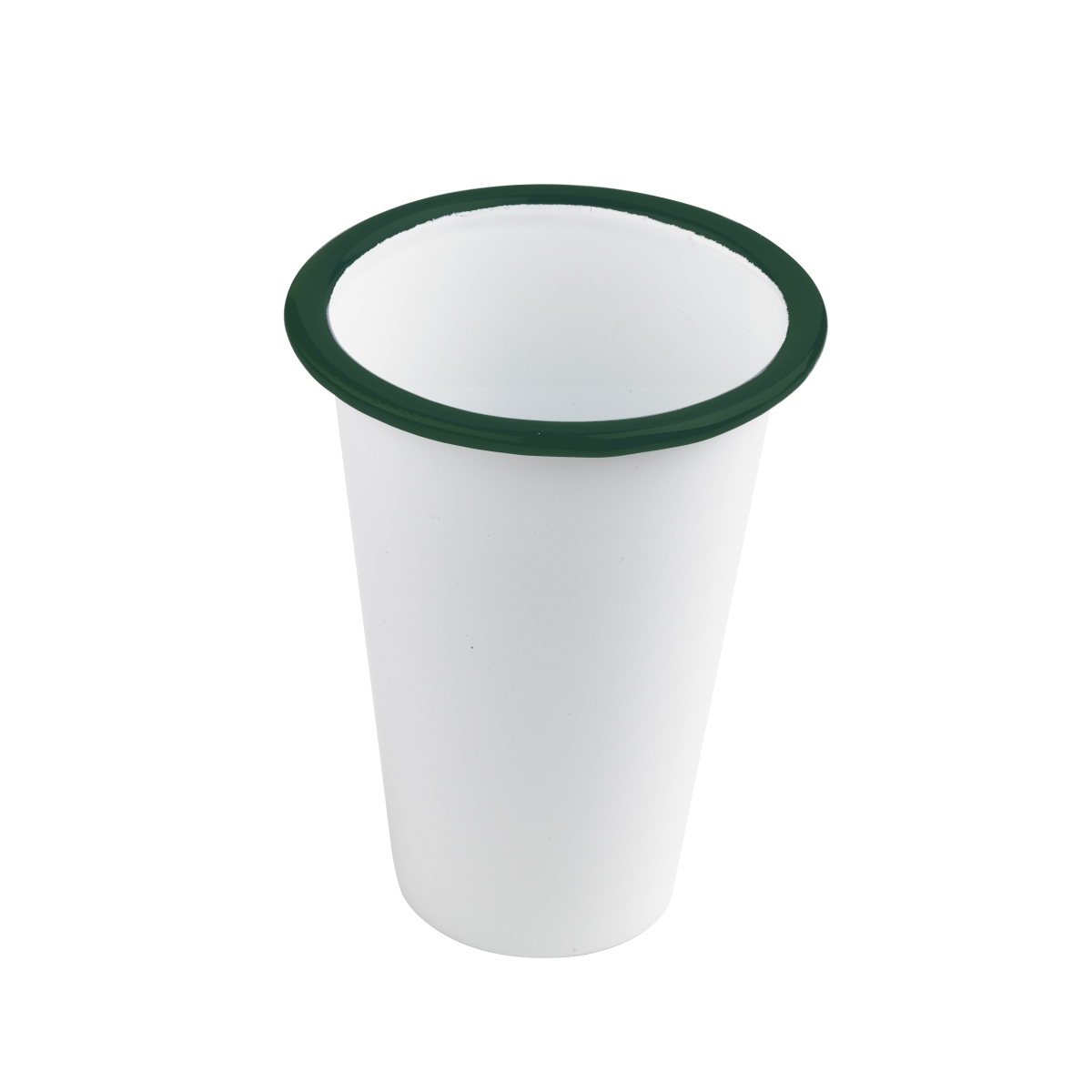 Picture of Packnwood 294ENCUP300 3.5 x 3.5 in. 14 oz Rim Enamel Tumbler, White with Green - 12 Piece