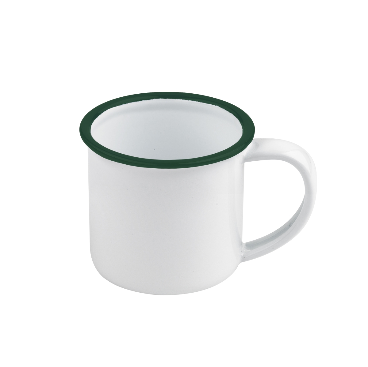 Picture of Packnwood 294ENMUG100 2 x 2 in. 3 oz Rim Enamel Mini Mug, White with Green - 12 Piece
