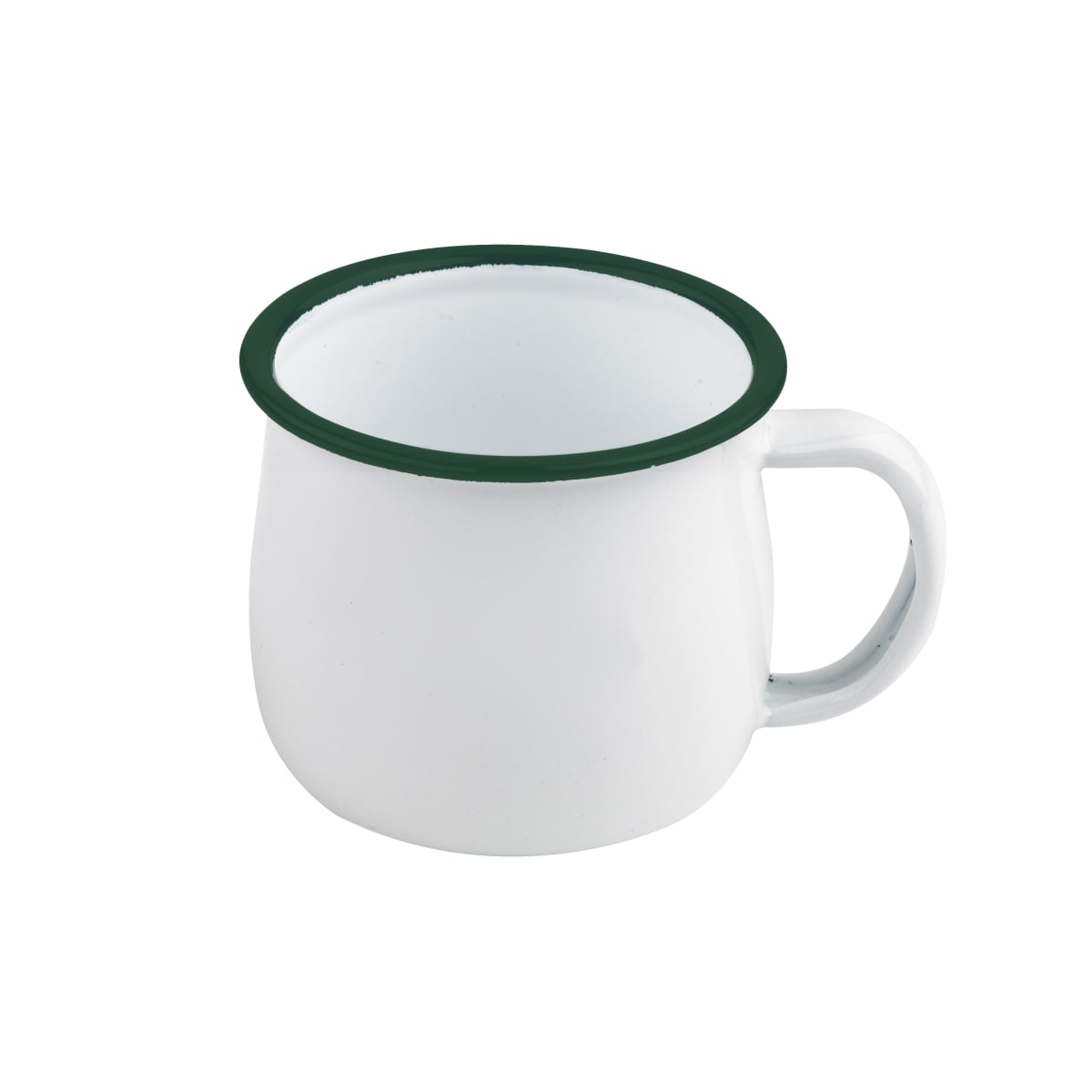 Picture of Packnwood 294ENMUG150 3.1 x 2.4 in. 5 oz Rim Enamel Mug, White with Green - 12 Piece