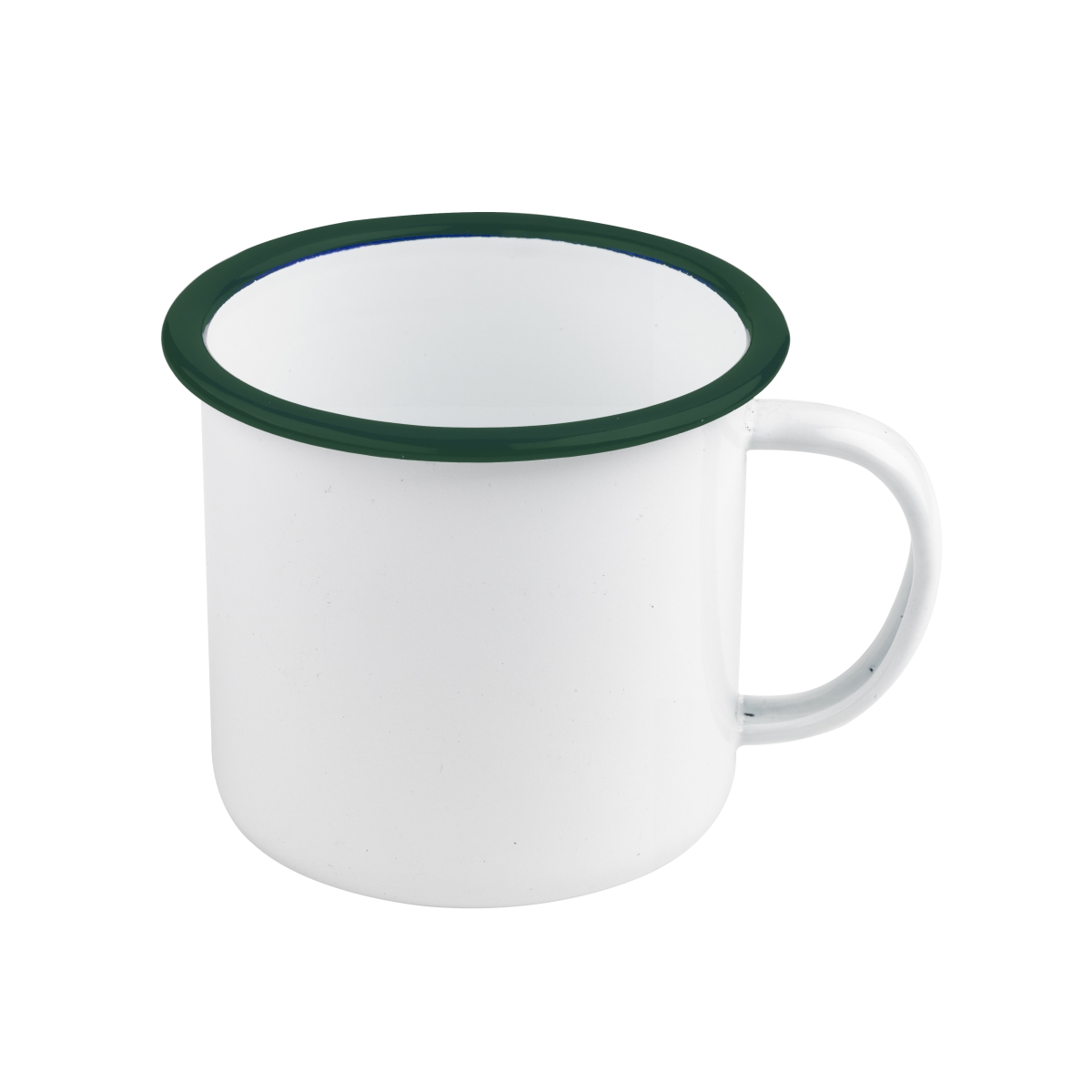Picture of Packnwood 294ENMUG350 3.9 x 3 in. 12 oz Rim Enamel Mug, White with Green - 12 Piece