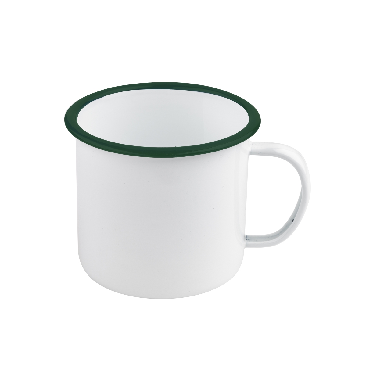 Picture of Packnwood 294ENMUG750 5.1 x 3.9 in. 25 oz Rim Enamel Mug, White with Green - 12 Piece