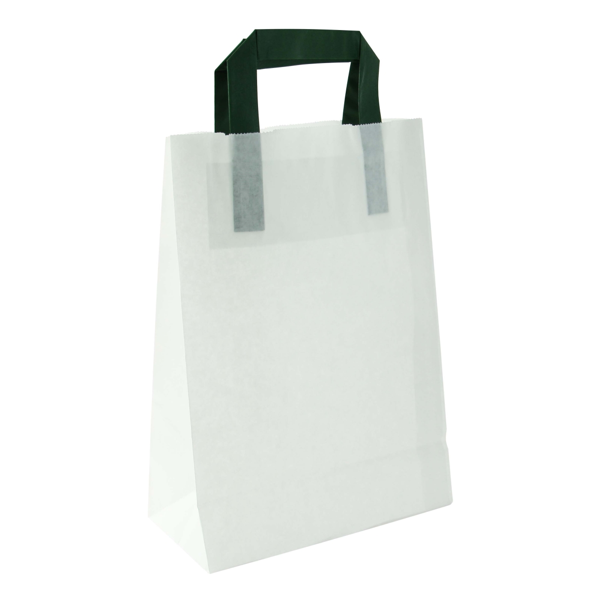 White Recycled Paper Carrier Bag with Green Handles