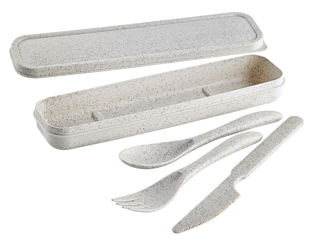 Picture of Packnwood 294WCVBOX 7 in. Huskly Reusable Cutlery Kit with Husk Composite&#44; Beige - 48 Piece