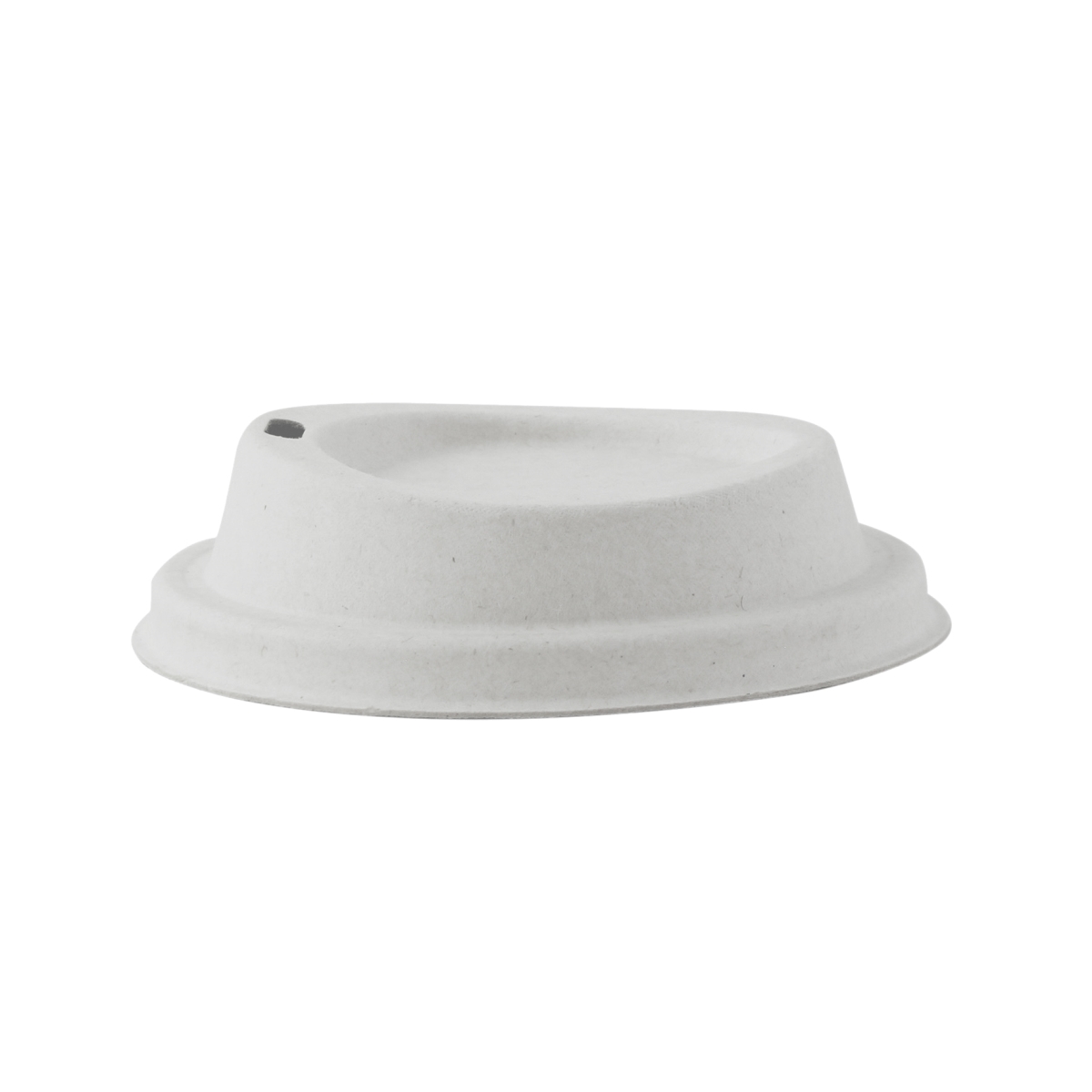 3.54 in. White Sugarcane Fiber Coffee Cup Lid with Hole - 1000 Piece