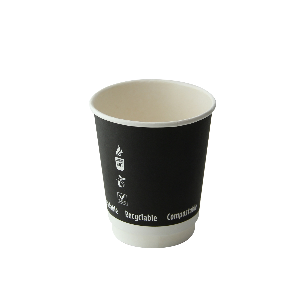 3.6 x 3.1 in. Black Double Wall Paper Cup without Plastic - 8 oz - 500 Piece