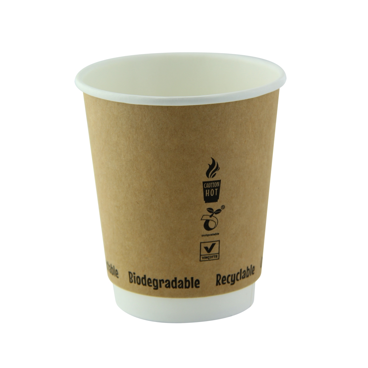 210GCDWB8K 3.6 x 3.1 in. Kraft Double Wall Paper Cup without Plastic - 8 oz - 500 Piece