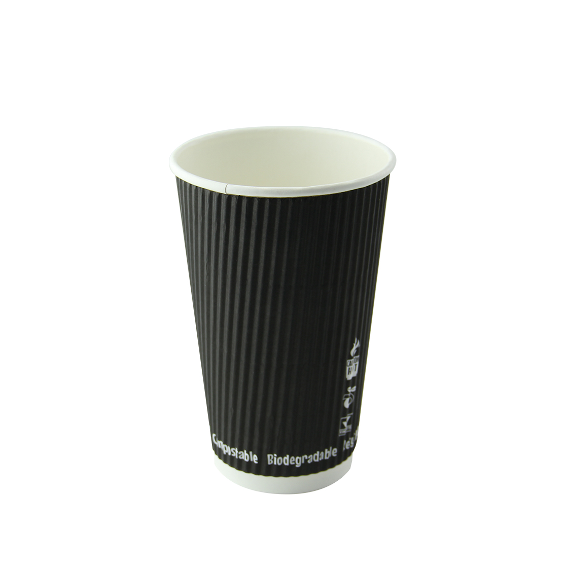 210GCRWB16N 5.4 x 3.5 in. Black Rippled Wall Cup without Plastic - 16 oz - 500 Piece