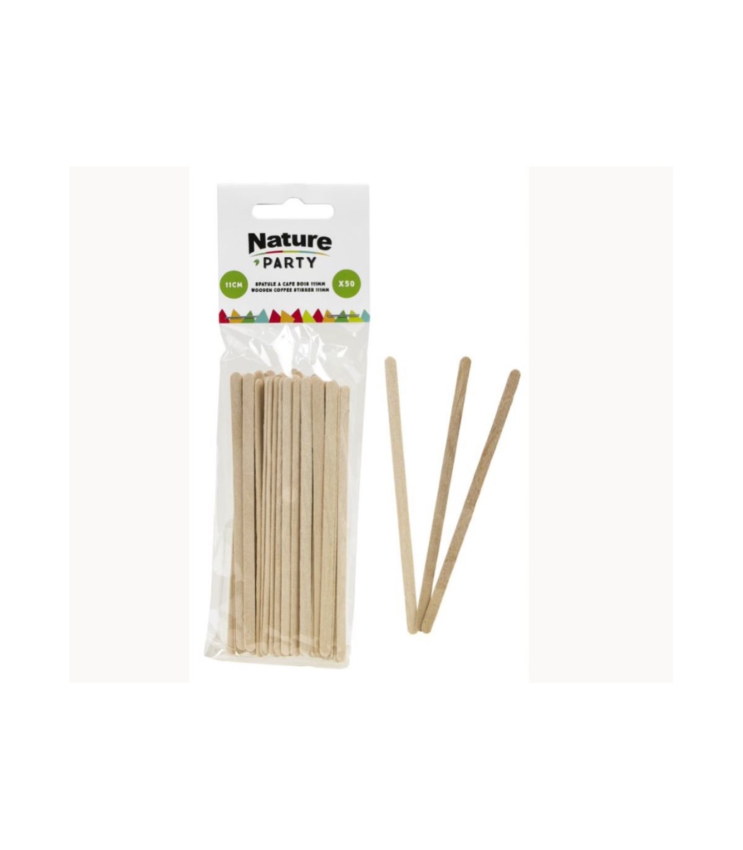 Picture of Packnwood 8NPSPATB11 4.33 in. Wooden Coffee Stirrer with Rounded End - 1200 Piece