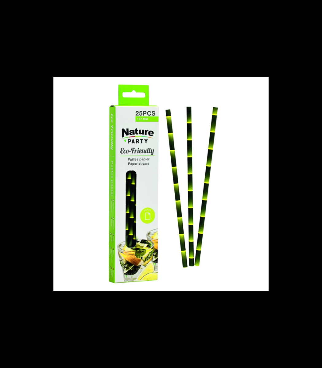 Picture of Packnwood 8NPCHP19BB1 0.24 x 7.76 in. Bamboo Design Paper Straw - 300 Piece