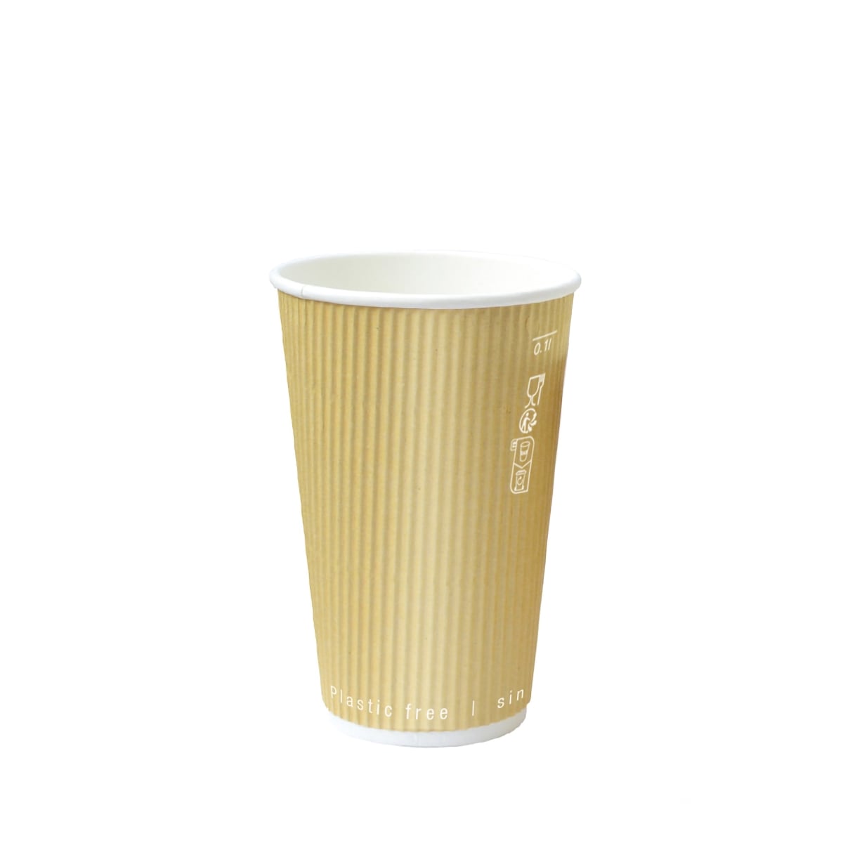 210GCRWB10BG 10 oz 3.5 x 3.4 in. Kraft Rippled Wall Cup without Plastic - 500 Piece