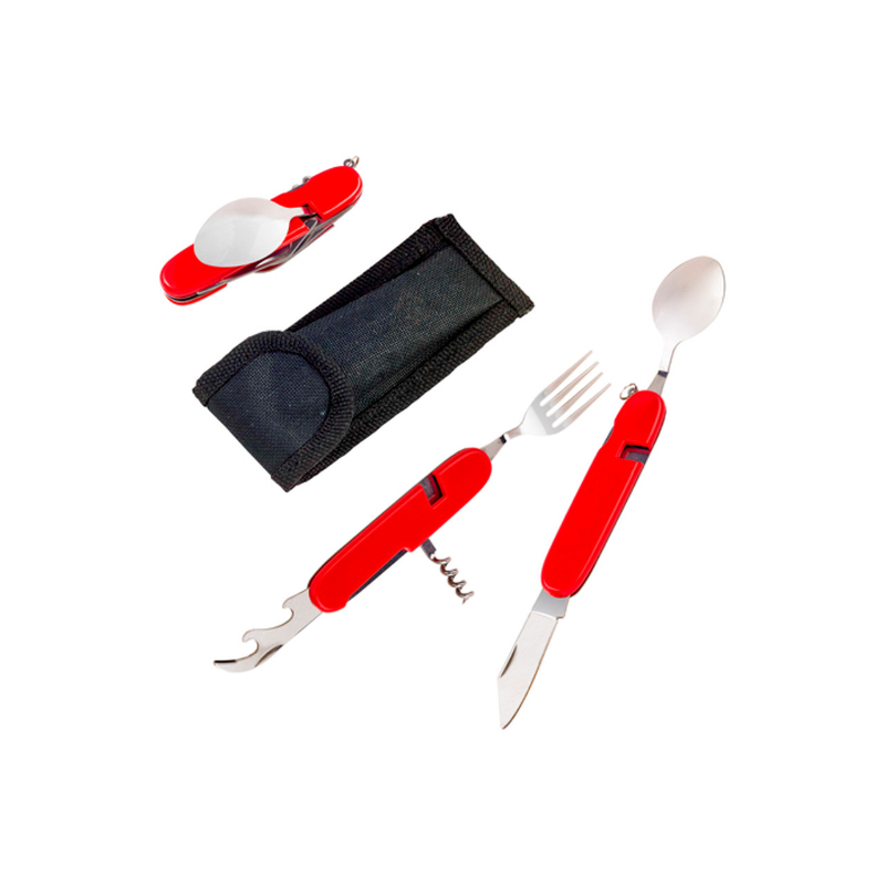Picture of Packnwood 294POCK2 4.3 in. Multifunctional Reusable Pocket Cutlery with Plastic Red Handle - 24 Piece
