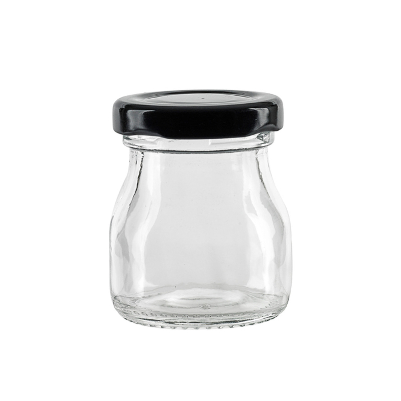 Picture of Packnwood 294VYOG51 1.77 Dia. x 1.88 x 2.28 in. 1.6 oz Smooth Pudding Jar with Twist Cap - Black Reusable Cap - 240 Piece