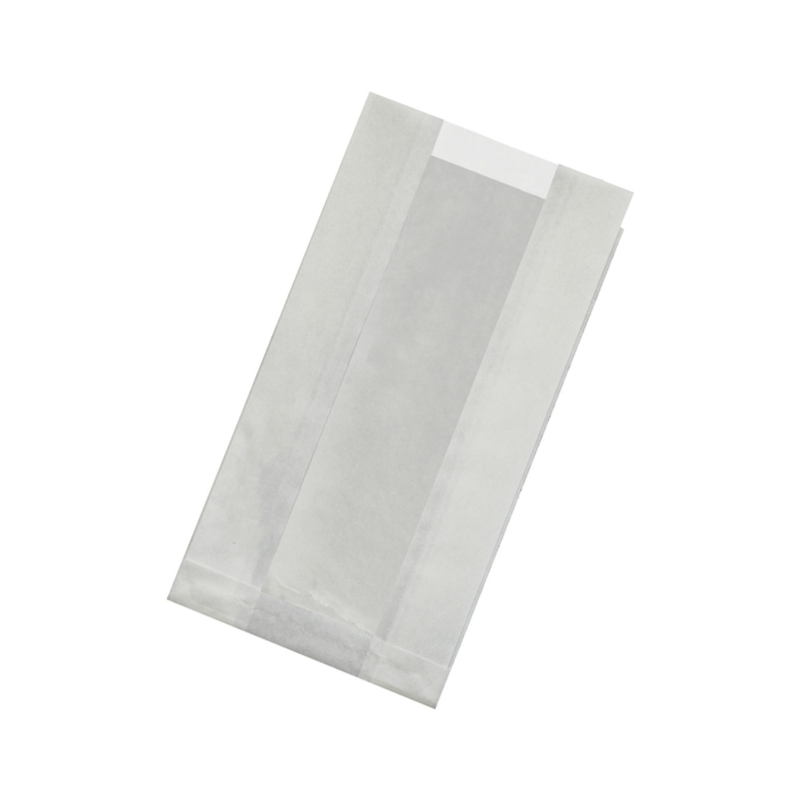 8.7 x 4.7 in. Kraft Bag with Window Greaseproof, White - 1000 Piece