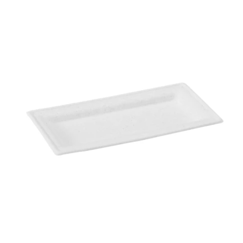 210APU1327F 10 x 5 in. Rectangular White Sugarcane Plate, No Added PFAs - 500 Piece