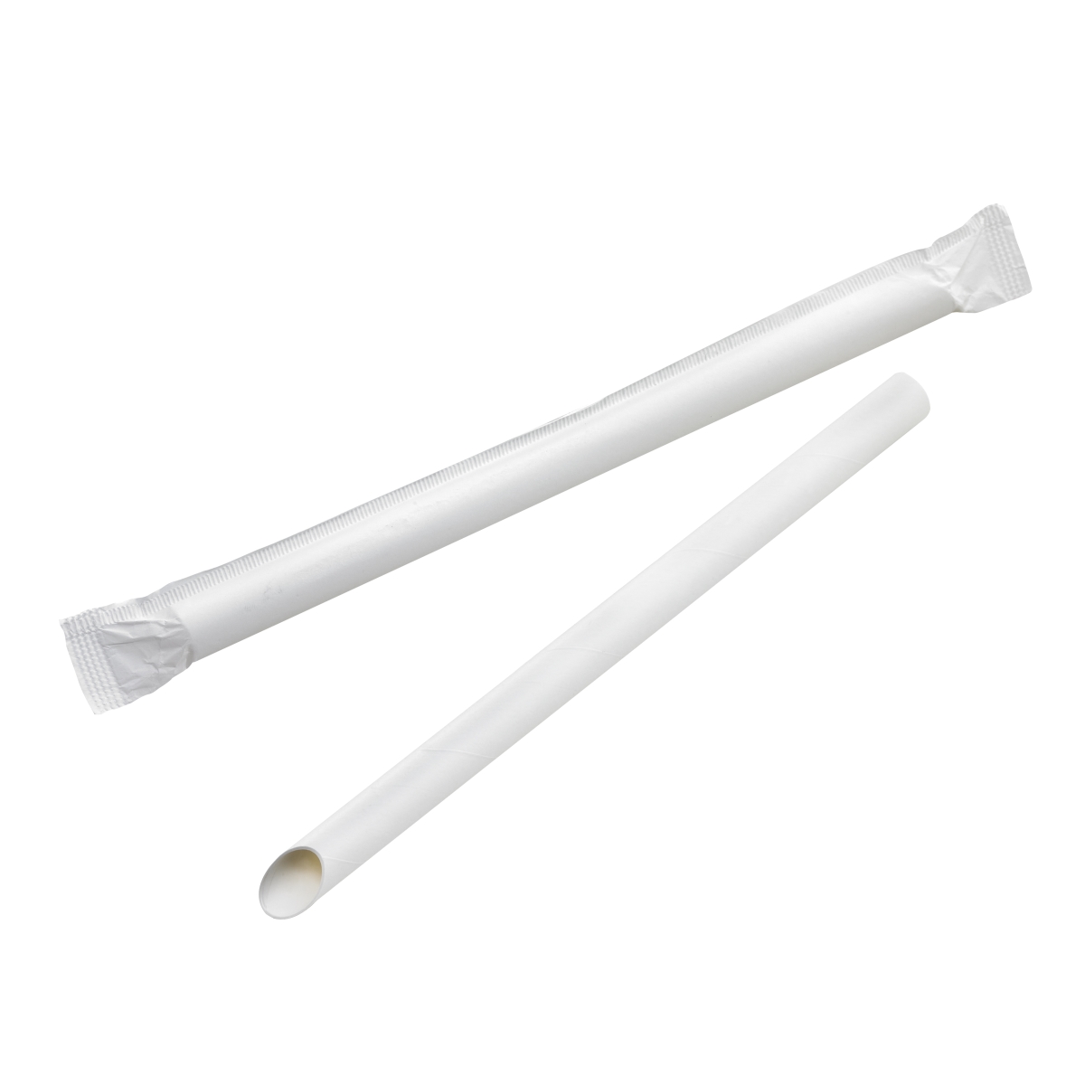 210CHS212EW 0.5 x 7.9 in. Individually Wrapped Beveled Straw for Bubble Tea, White - 3000 Piece