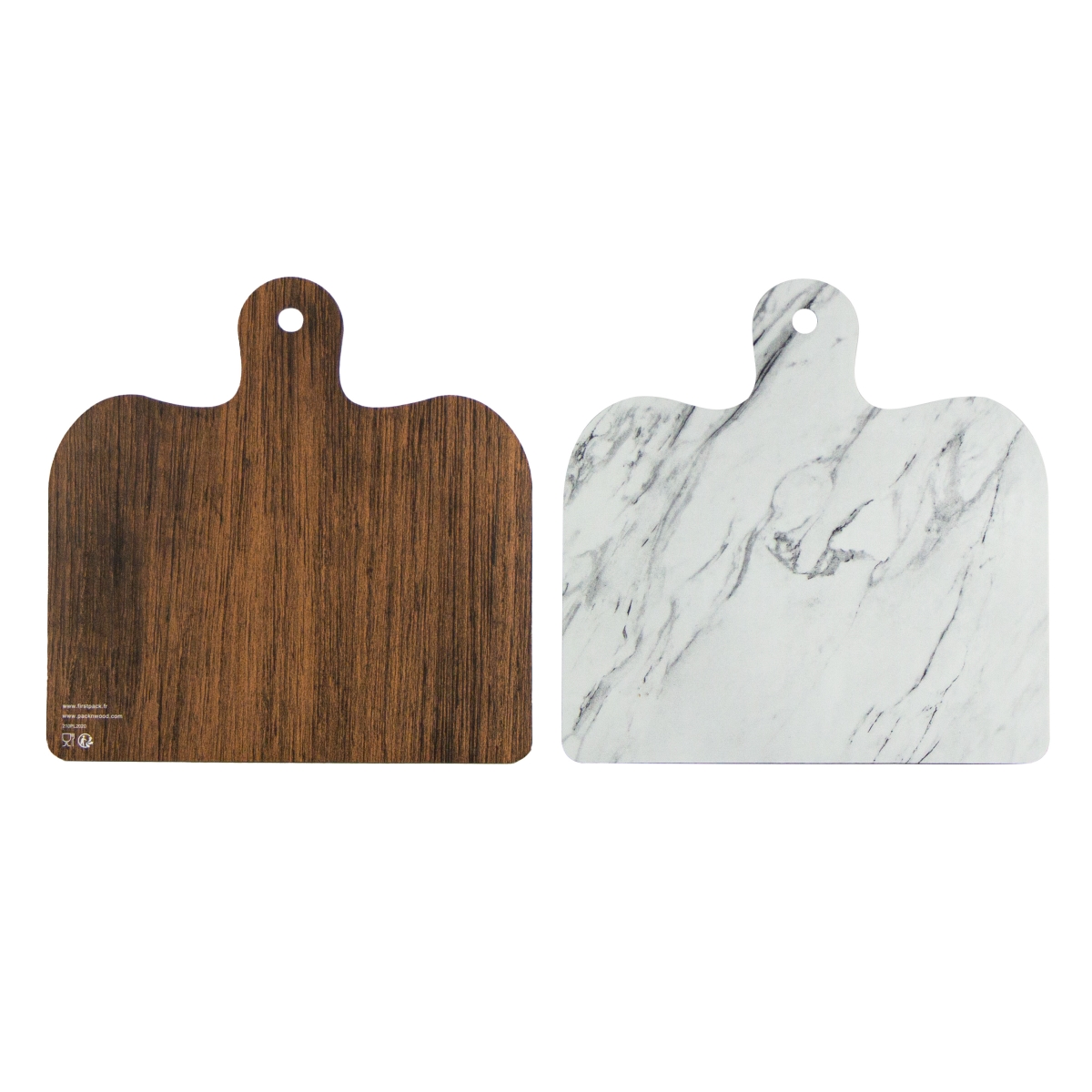 Picture of Packnwood 210PL2020 8 x 8 in. Double Face Marble & Wooden Planks for Mezze & Tapas with Hole - 200 Piece