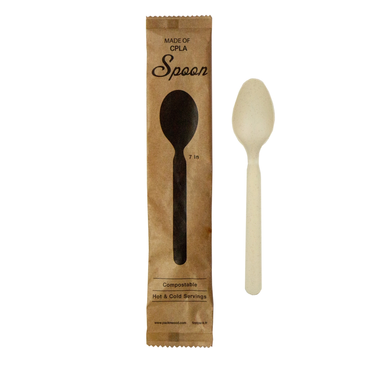 Picture of Packnwood 210CVPL733BBW 6.2 in. Wrapped Compostable & Heat Proof Corn Bamboo Fiber Spoon - 500 Piece
