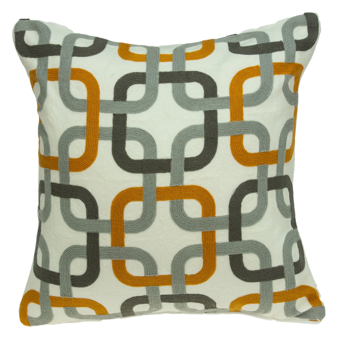 Boxer Grey, Orange & White Square Transitional Pillow Cover with Poly Insert - 20 x 20 x 7 in.