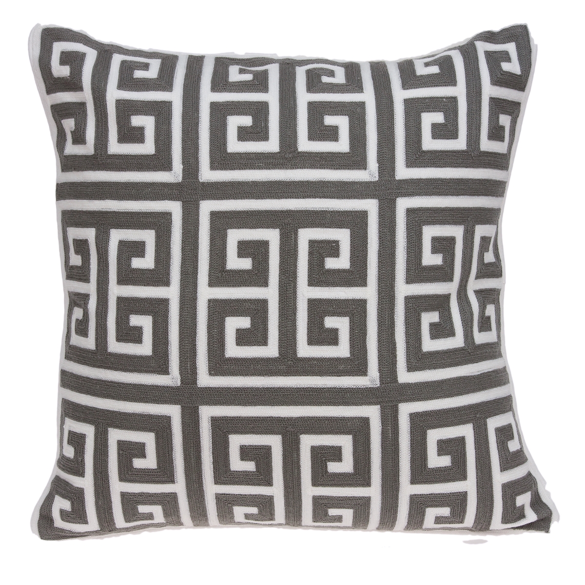 Adora Grey & White Square Transitional Pillow Cover with Poly Insert - 20 x 20 x 7 in.