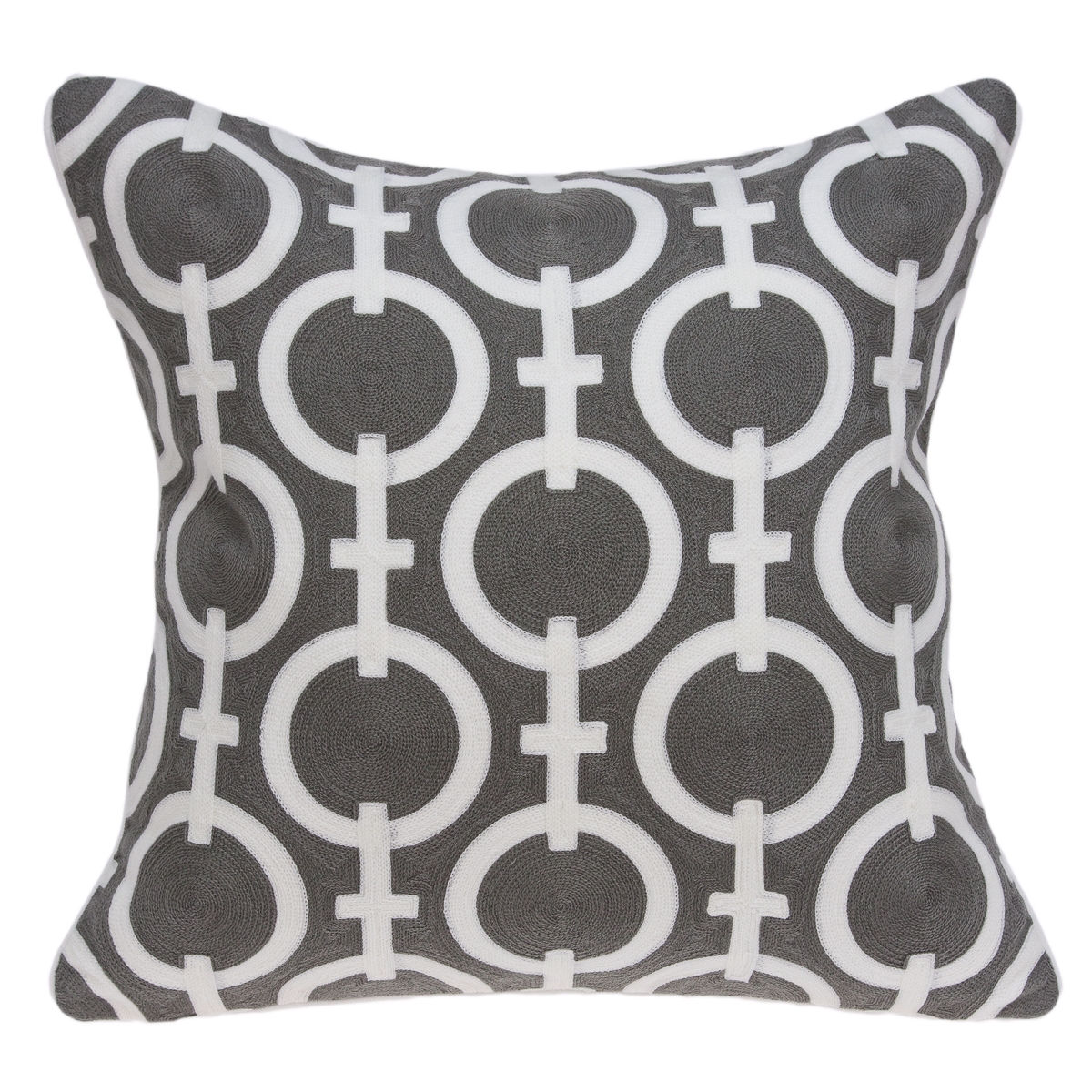 PILA11009P Rounder Grey & White Square Transitional Pillow Cover with Poly Insert - 20 x 20 x 7 in.