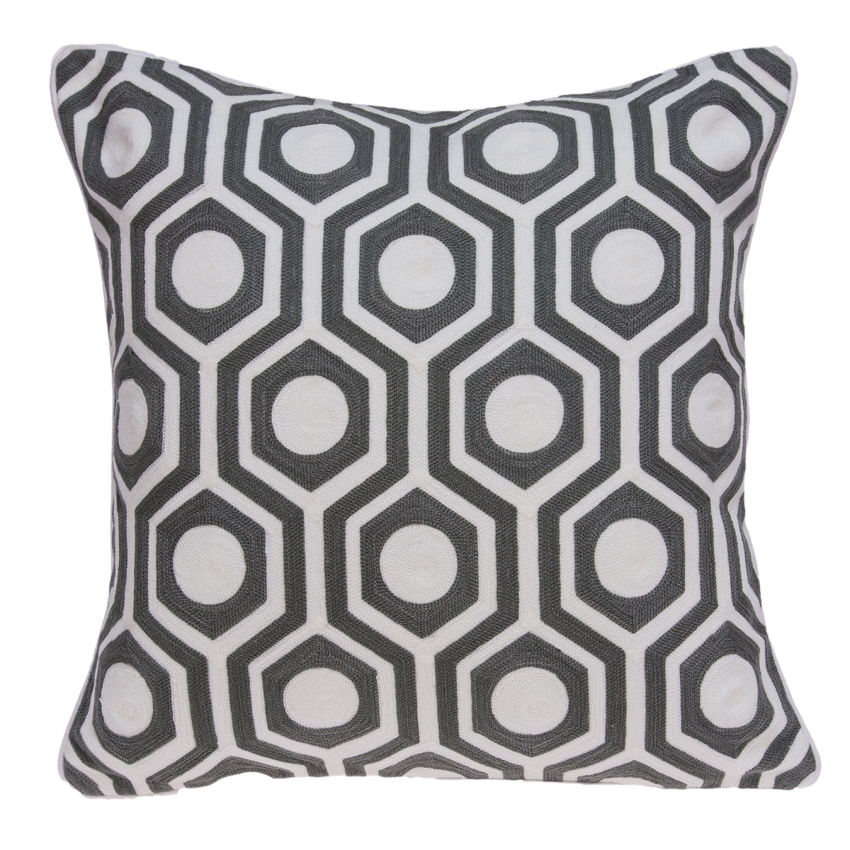 PILA11015P Ursae Grey & White Square Traditional Pillow Cover with Poly Insert - 20 x 20 x 7 in.