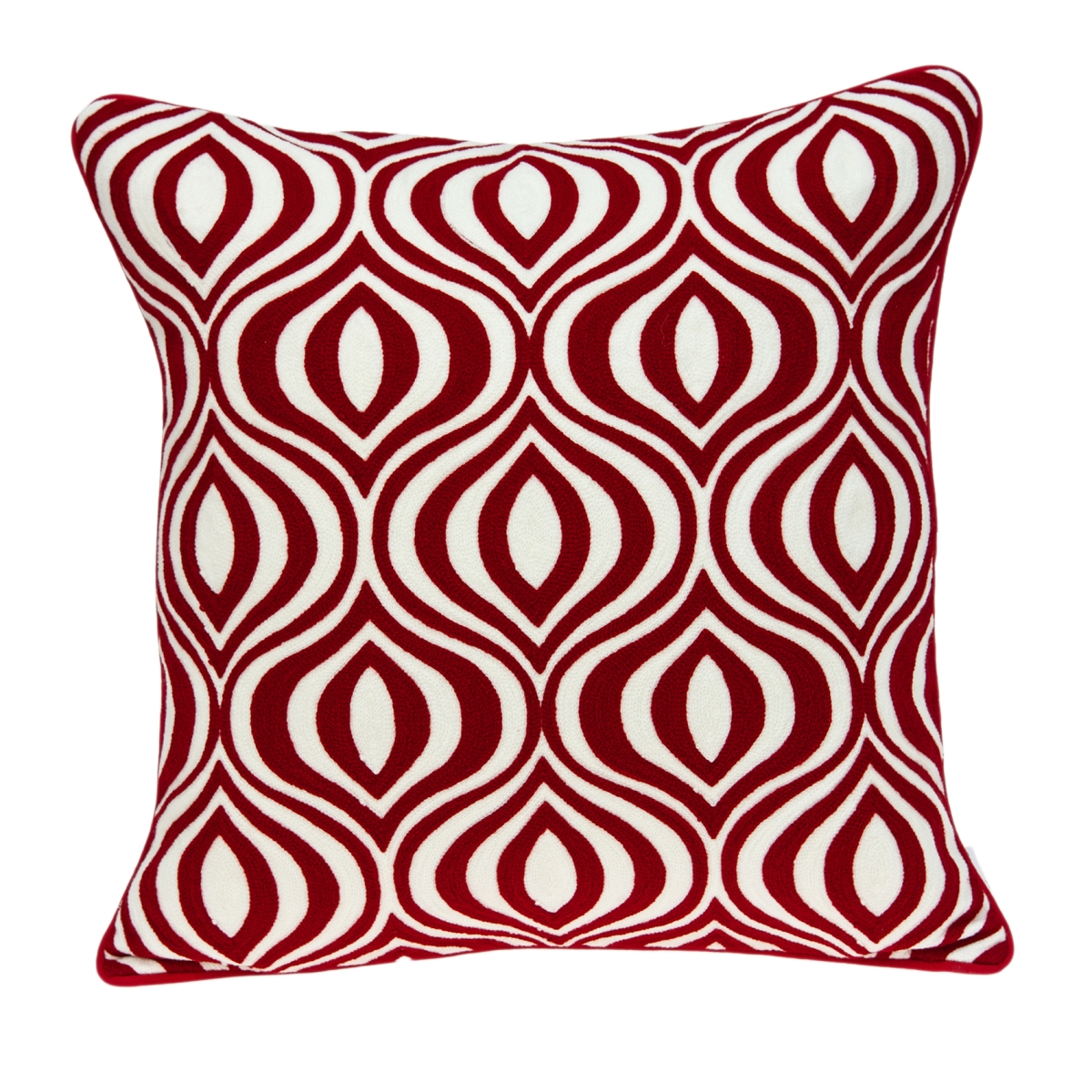 Altia Red & White Square Transitional Pillow Cover with Poly Insert - 20 x 20 x 7 in.