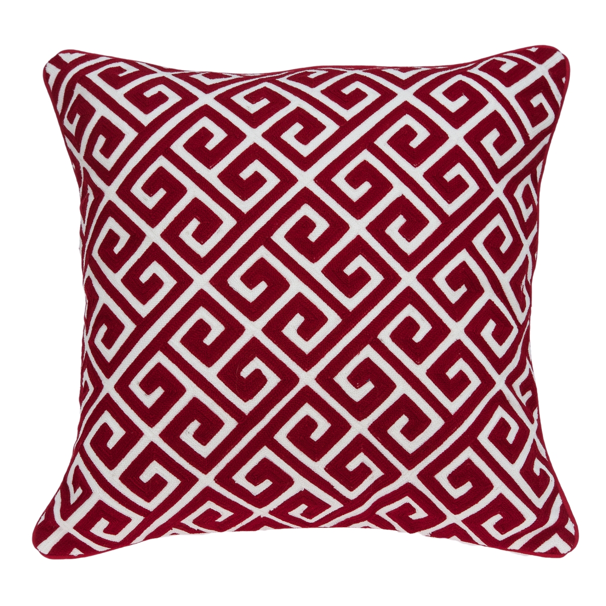 Trix Red & White Square Transitional Pillow Cover with Poly Insert - 20 x 20 x 7 in.