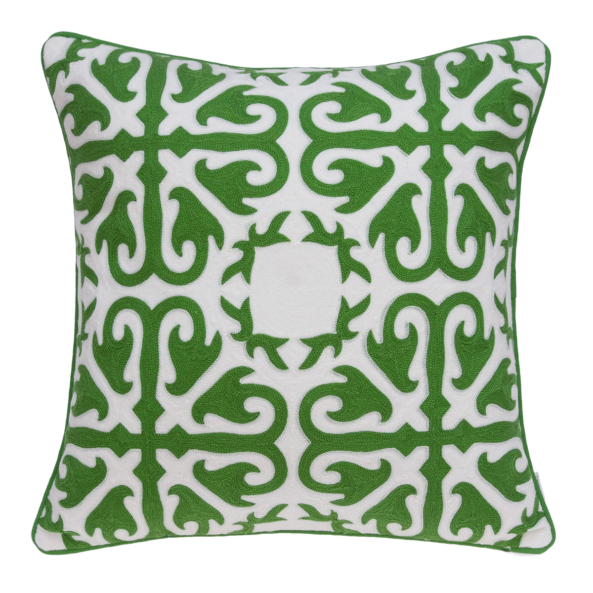 PILA11021P Ceti Green & White Square Traditional Pillow Cover with Poly Insert - 20 x 20 x 7 in.