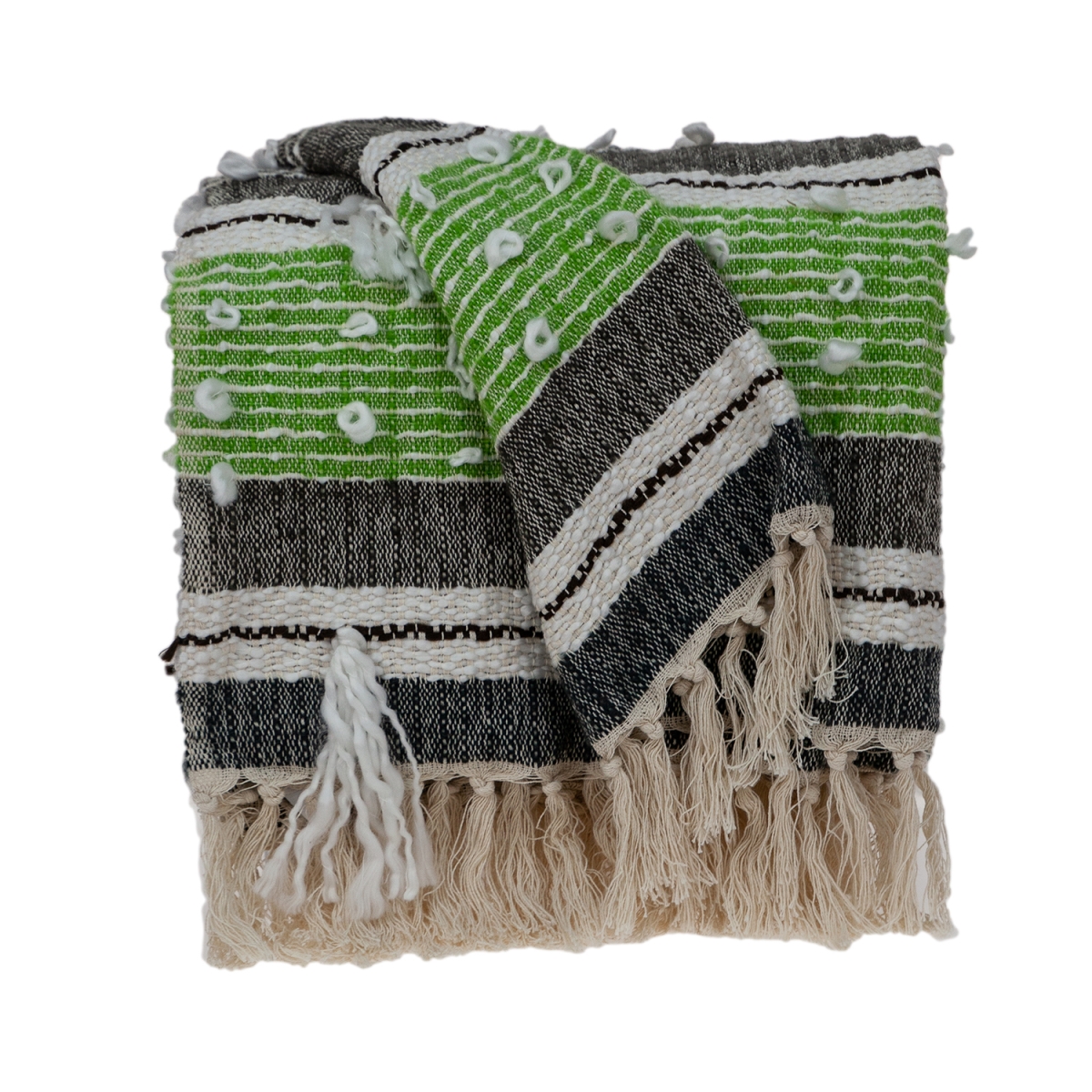 THRI21259 52 x 67 in. Ira Eclectic Woven Handloom Throw - White