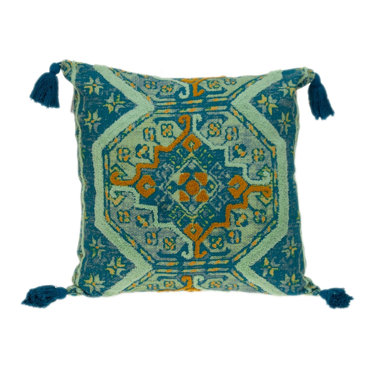 PILM21423 Lotus Transitional Teal Square Throw Pillow