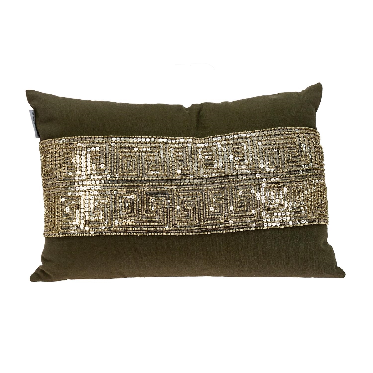 Misty Transitional Olive Rectangle Throw Pillow